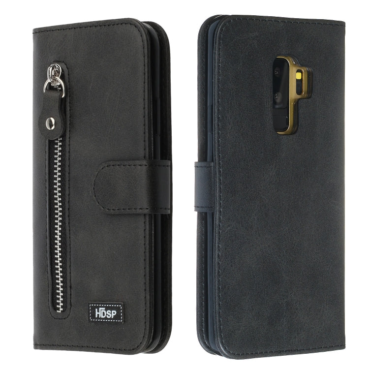 For Galaxy S9+ Zipper Horizontal Flip Leather Case with Wallet & Holder & Card Slots