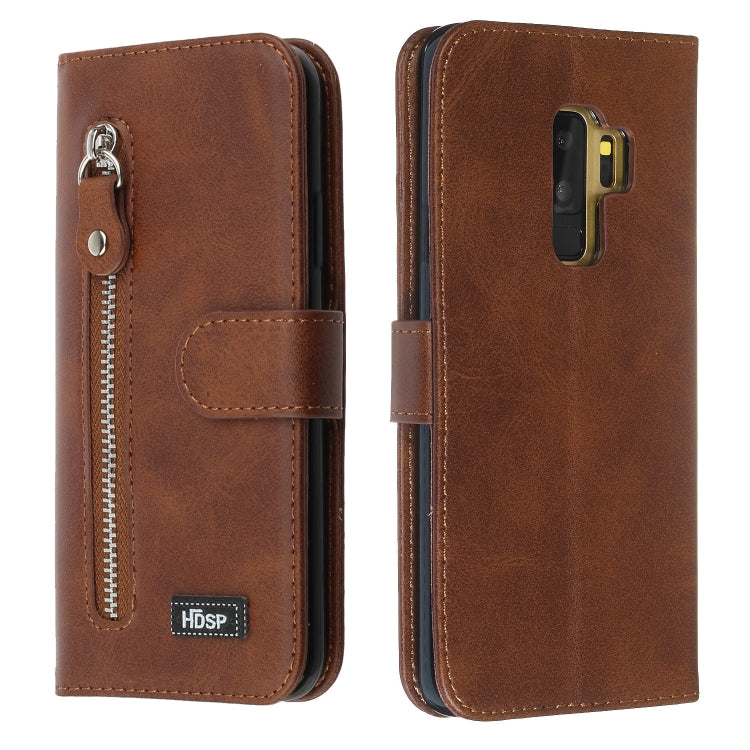 For Galaxy S9+ Zipper Horizontal Flip Leather Case with Wallet & Holder & Card Slots