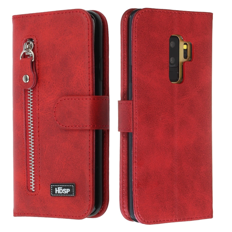 For Galaxy S9+ Zipper Horizontal Flip Leather Case with Wallet & Holder & Card Slots