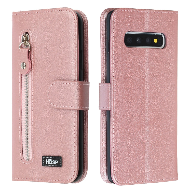 For Galaxy S10 Zipper Horizontal Flip Leather Case with Wallet & Holder & Card Slots