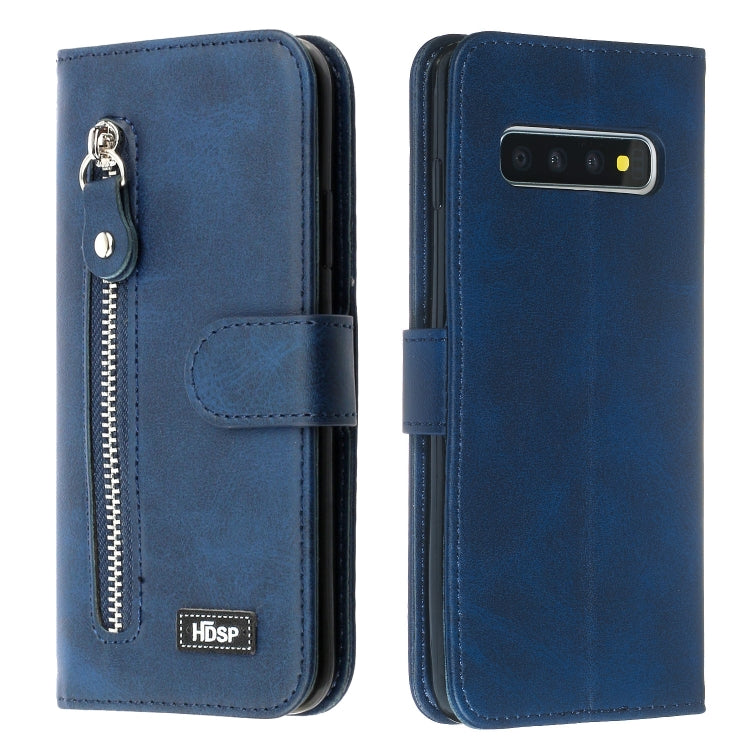 For Galaxy S10+ Zipper Horizontal Flip Leather Case with Wallet & Holder & Card Slots