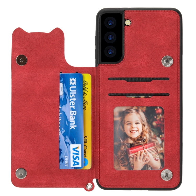 For Samsung Galaxy S21 FE Mandala Embossed PU + TPU Case with Holder & Card Slots & Photo Frame & Strap