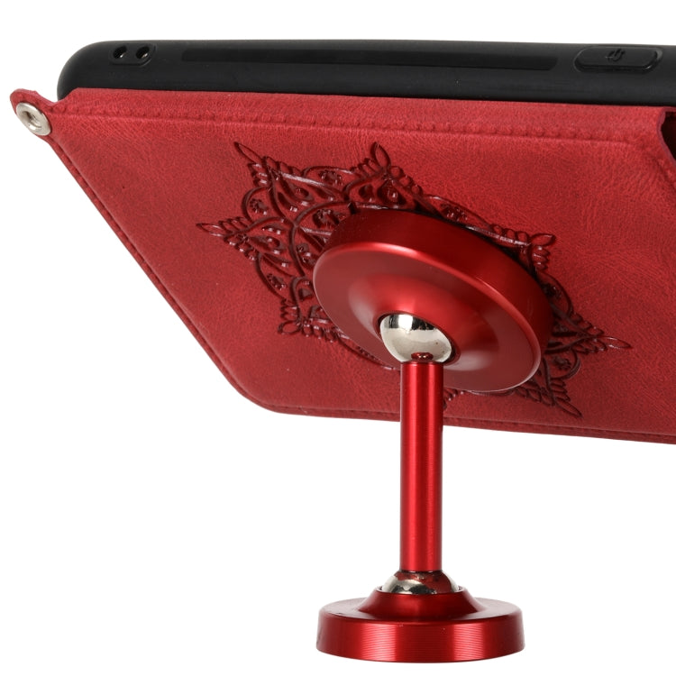 For Samsung Galaxy S21 FE Mandala Embossed PU + TPU Case with Holder & Card Slots & Photo Frame & Strap