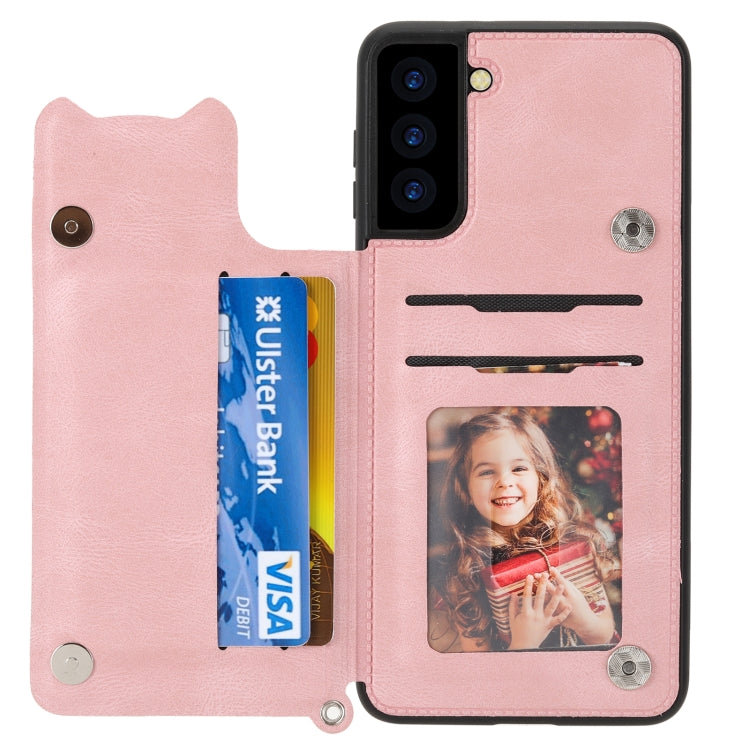 For Samsung Galaxy S21 FE Mandala Embossed PU + TPU Case with Holder & Card Slots & Photo Frame & Strap