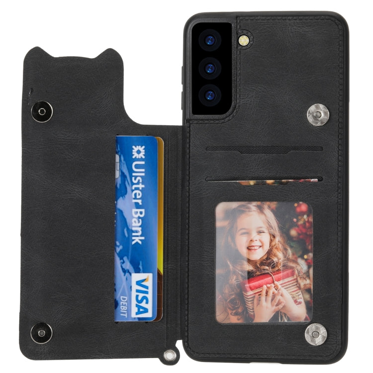 For Samsung Galaxy S21 FE Mandala Embossed PU + TPU Case with Holder & Card Slots & Photo Frame & Strap