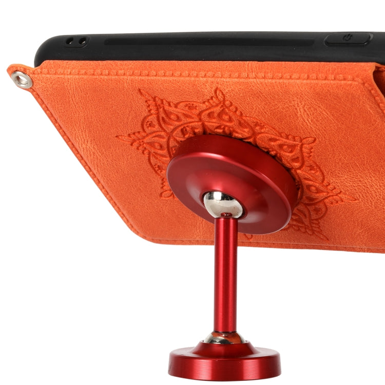 For Samsung Galaxy S21 FE Mandala Embossed PU + TPU Case with Holder & Card Slots & Photo Frame & Strap
