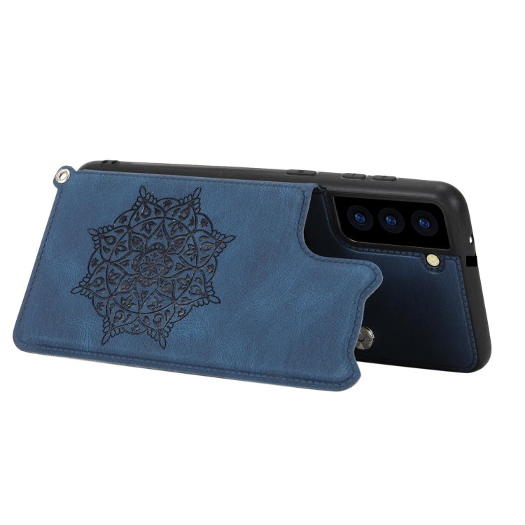 For Samsung Galaxy S21 FE Mandala Embossed PU + TPU Case with Holder & Card Slots & Photo Frame & Strap