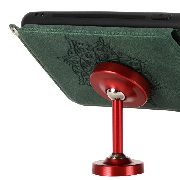 For Samsung Galaxy S21 FE Mandala Embossed PU + TPU Case with Holder & Card Slots & Photo Frame & Strap