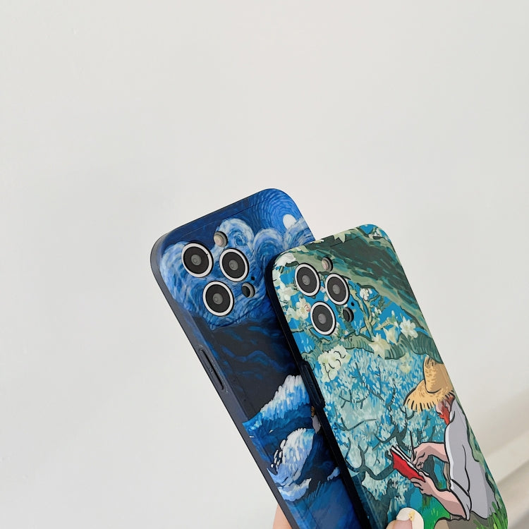 For iPhone 11 Pro Oil Painting IMD Straight TPU Protective Case