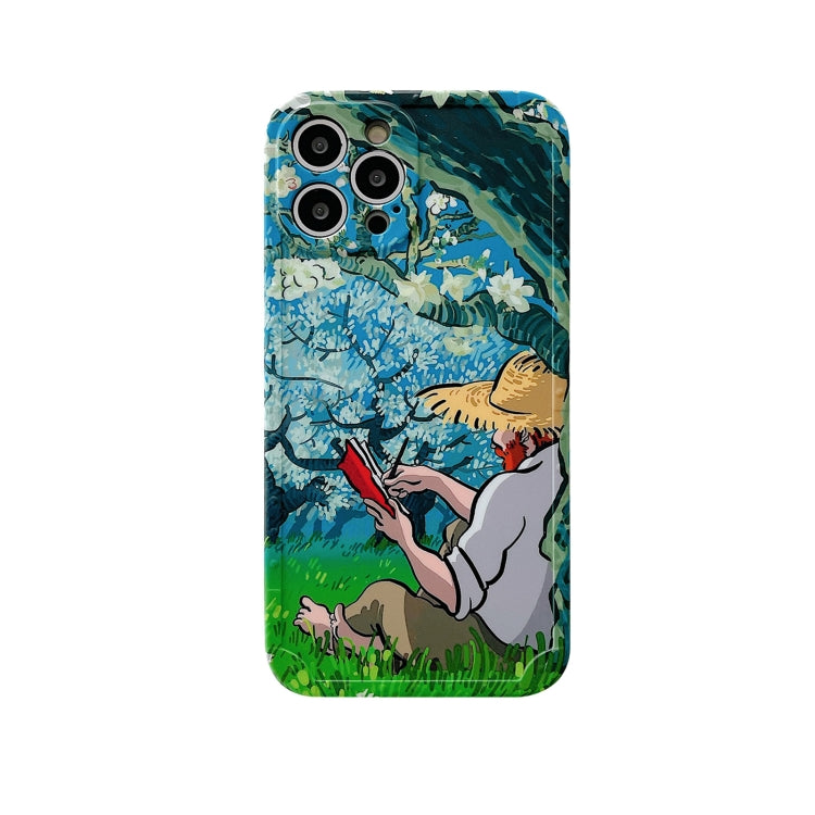 For iPhone 12 Oil Painting IMD Straight TPU Protective Case