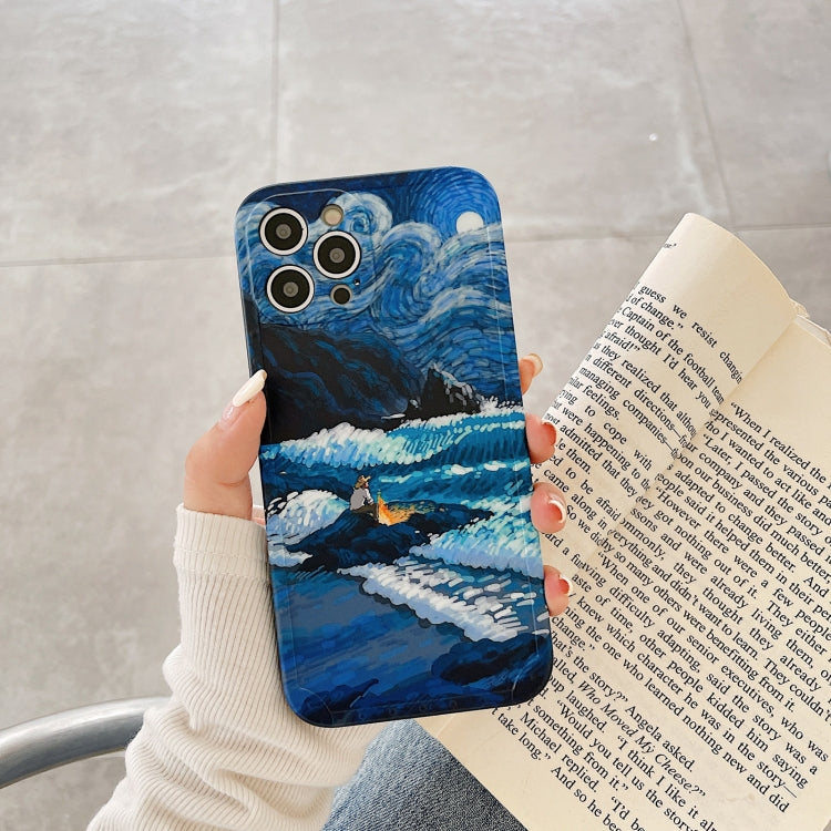 For iPhone 12 Pro Oil Painting IMD Straight TPU Protective Case