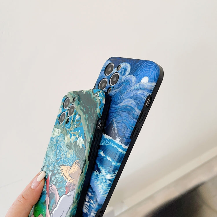 For iPhone 12 Pro Oil Painting IMD Straight TPU Protective Case