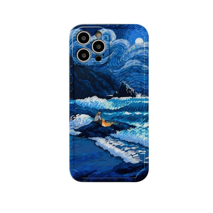 For iPhone 12 Pro Max Oil Painting IMD Straight TPU Protective Case