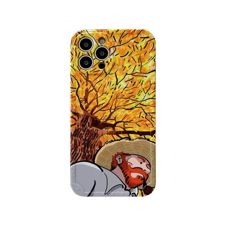 For iPhone 11 Pro Max Oil Painting IMD Straight TPU Protective Case