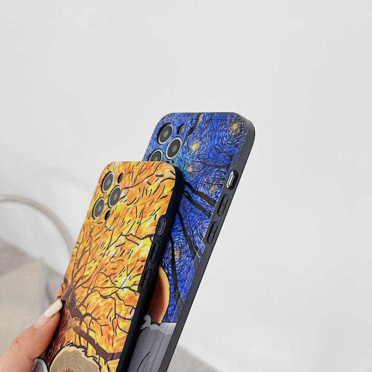 For iPhone 12 Oil Painting IMD Straight TPU Protective Case