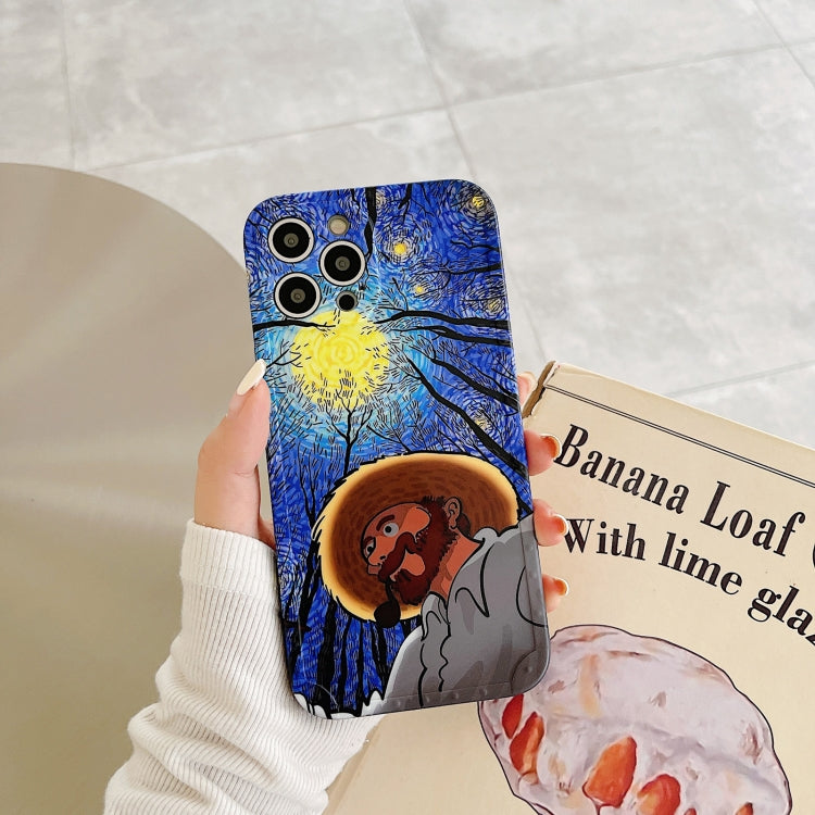 For iPhone 12 Pro Oil Painting IMD Straight TPU Protective Case