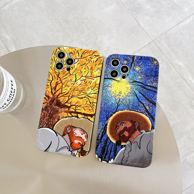 For iPhone 12 Pro Oil Painting IMD Straight TPU Protective Case