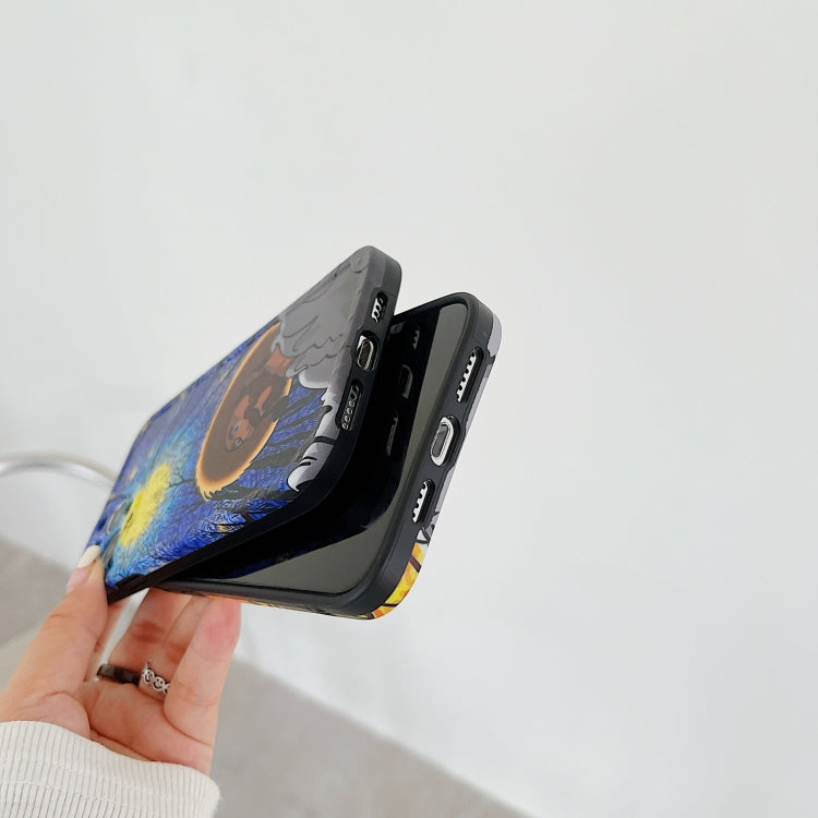 For iPhone 12 Pro Max Oil Painting IMD Straight TPU Protective Case
