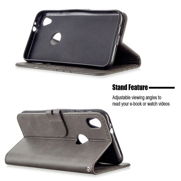 For Motorola Moto E6 Stitching Style 2-Color Cow Texture Horizontal Flip PU Leather Case with Holder & Card Slot & Lanyard
