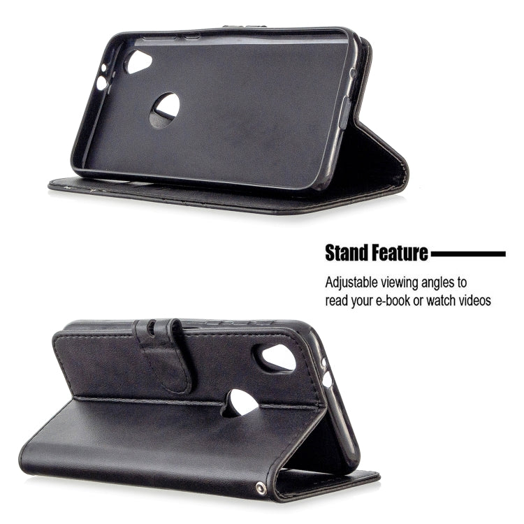 For Motorola Moto E6 Stitching Style 2-Color Cow Texture Horizontal Flip PU Leather Case with Holder & Card Slot & Lanyard