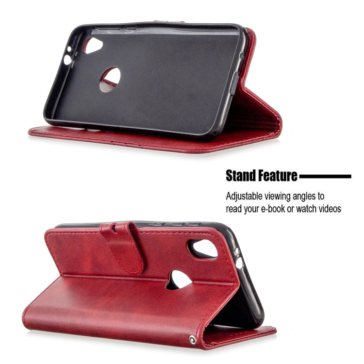 For Motorola Moto E6 Stitching Style 2-Color Cow Texture Horizontal Flip PU Leather Case with Holder & Card Slot & Lanyard