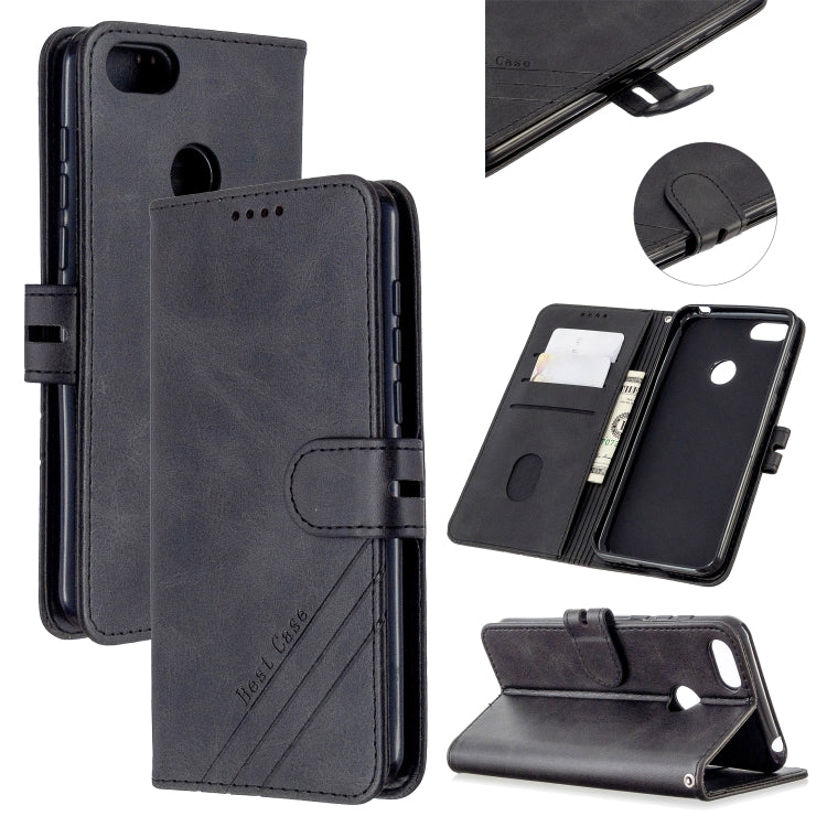For Motorola Moto E6 Play Stitching Style 2-Color Cow Texture Horizontal Flip PU Leather Case with Holder & Card Slot & Lanyard