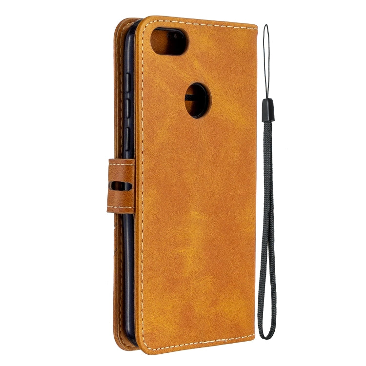 For Motorola Moto E6 Play Stitching Style 2-Color Cow Texture Horizontal Flip PU Leather Case with Holder & Card Slot & Lanyard