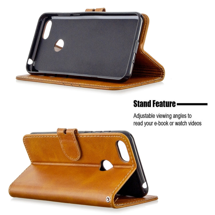 For Motorola Moto E6 Play Stitching Style 2-Color Cow Texture Horizontal Flip PU Leather Case with Holder & Card Slot & Lanyard