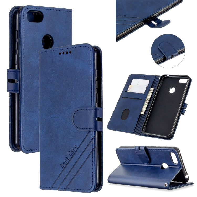 For Motorola Moto E6 Play Stitching Style 2-Color Cow Texture Horizontal Flip PU Leather Case with Holder & Card Slot & Lanyard