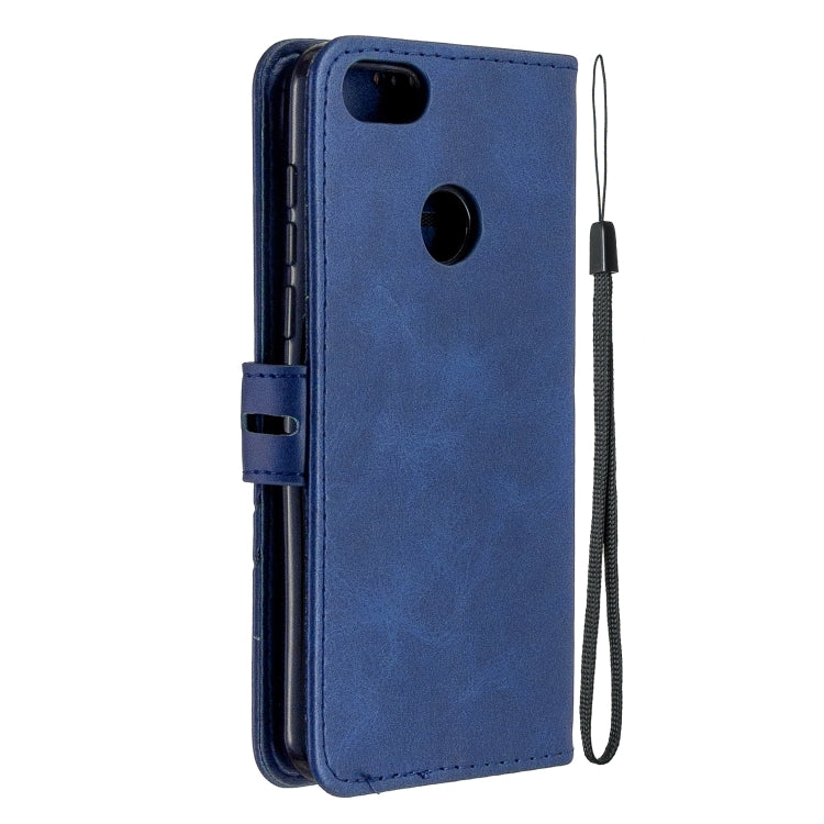 For Motorola Moto E6 Play Stitching Style 2-Color Cow Texture Horizontal Flip PU Leather Case with Holder & Card Slot & Lanyard