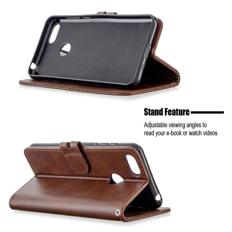 For Motorola Moto E6 Play Stitching Style 2-Color Cow Texture Horizontal Flip PU Leather Case with Holder & Card Slot & Lanyard
