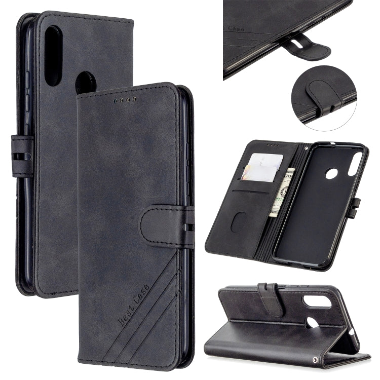 For Motorola Moto E6 Plus Stitching Style 2-Color Cow Texture Horizontal Flip PU Leather Case with Holder & Card Slot & Lanyard