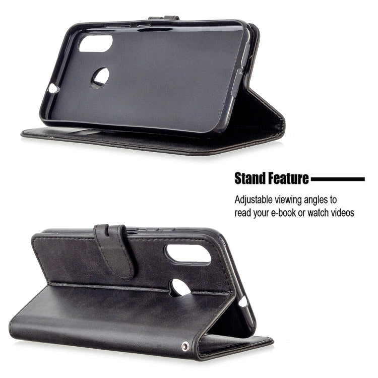 For Motorola Moto E6 Plus Stitching Style 2-Color Cow Texture Horizontal Flip PU Leather Case with Holder & Card Slot & Lanyard