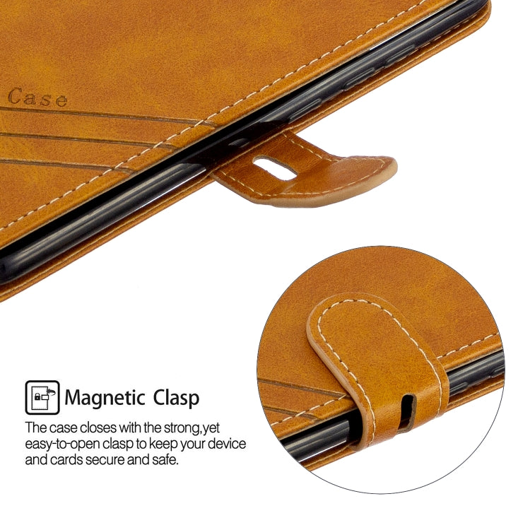 For Motorola Moto E6 Plus Stitching Style 2-Color Cow Texture Horizontal Flip PU Leather Case with Holder & Card Slot & Lanyard