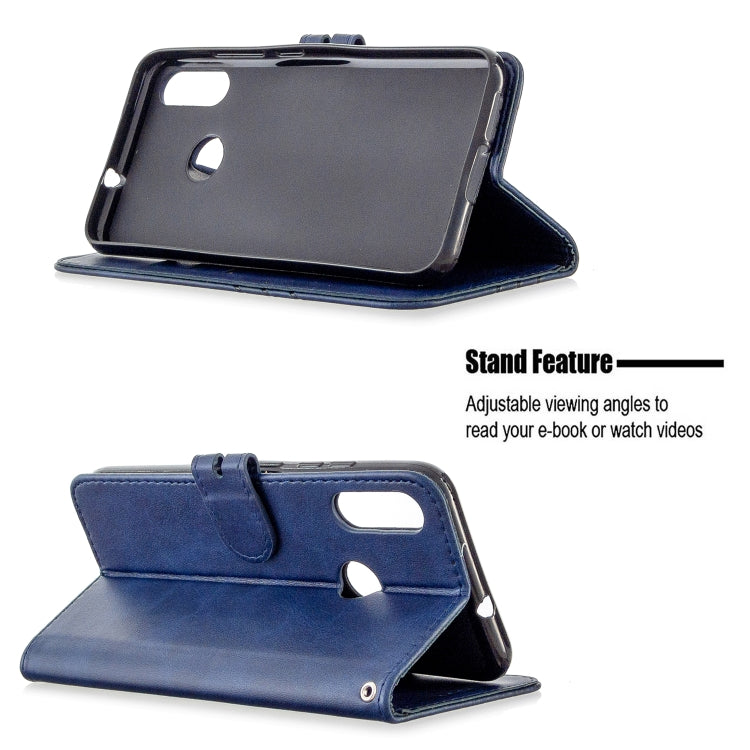 For Motorola Moto E6 Plus Stitching Style 2-Color Cow Texture Horizontal Flip PU Leather Case with Holder & Card Slot & Lanyard