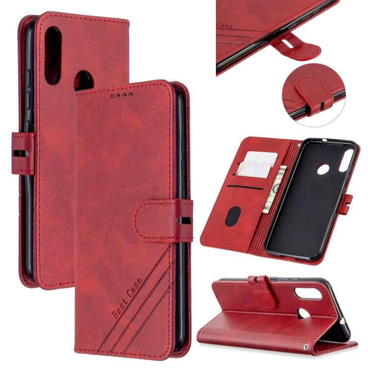 For Motorola Moto E6 Plus Stitching Style 2-Color Cow Texture Horizontal Flip PU Leather Case with Holder & Card Slot & Lanyard