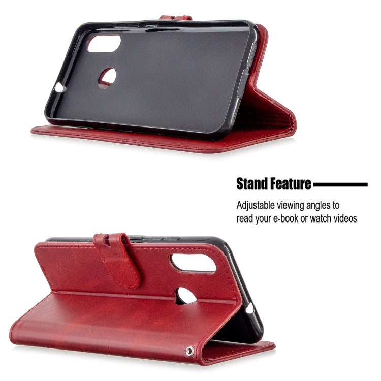 For Motorola Moto E6 Plus Stitching Style 2-Color Cow Texture Horizontal Flip PU Leather Case with Holder & Card Slot & Lanyard