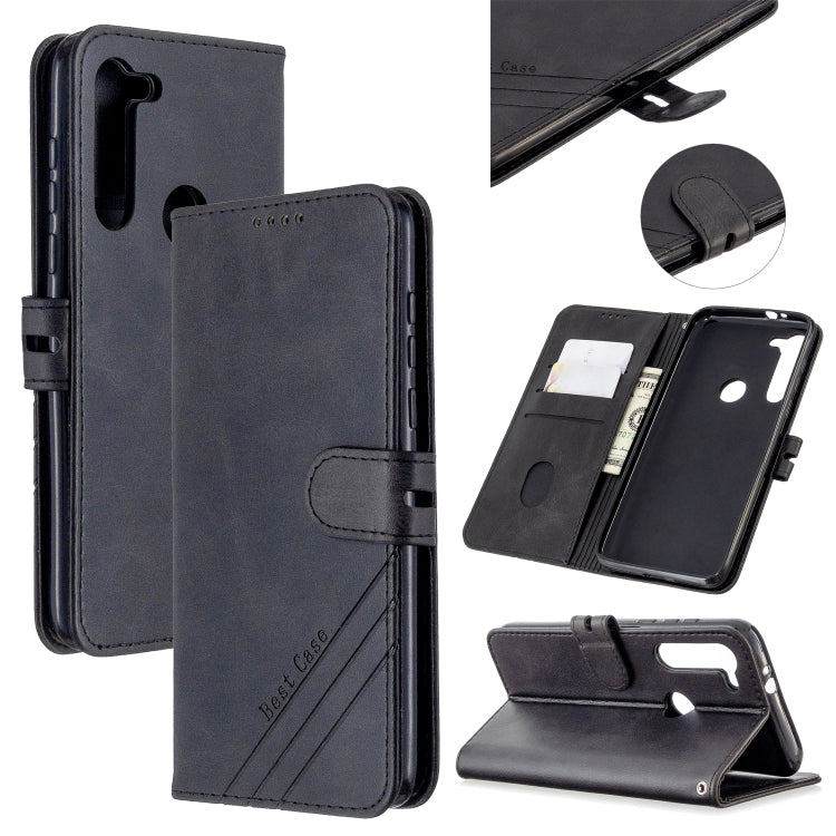 For Motorola Moto G8 Stitching Style 2-Color Cow Texture Horizontal Flip PU Leather Case with Holder & Card Slot & Lanyard