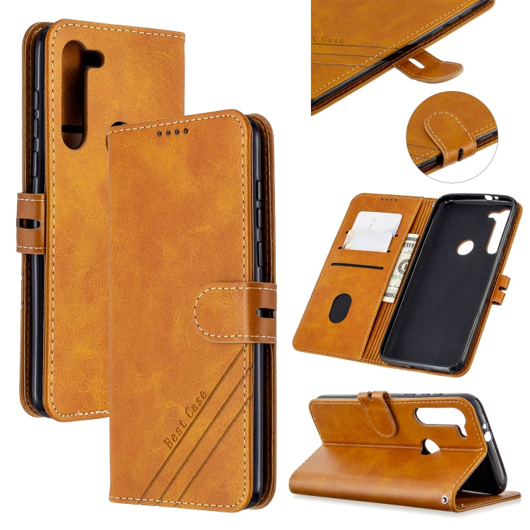 For Motorola Moto G8 Stitching Style 2-Color Cow Texture Horizontal Flip PU Leather Case with Holder & Card Slot & Lanyard