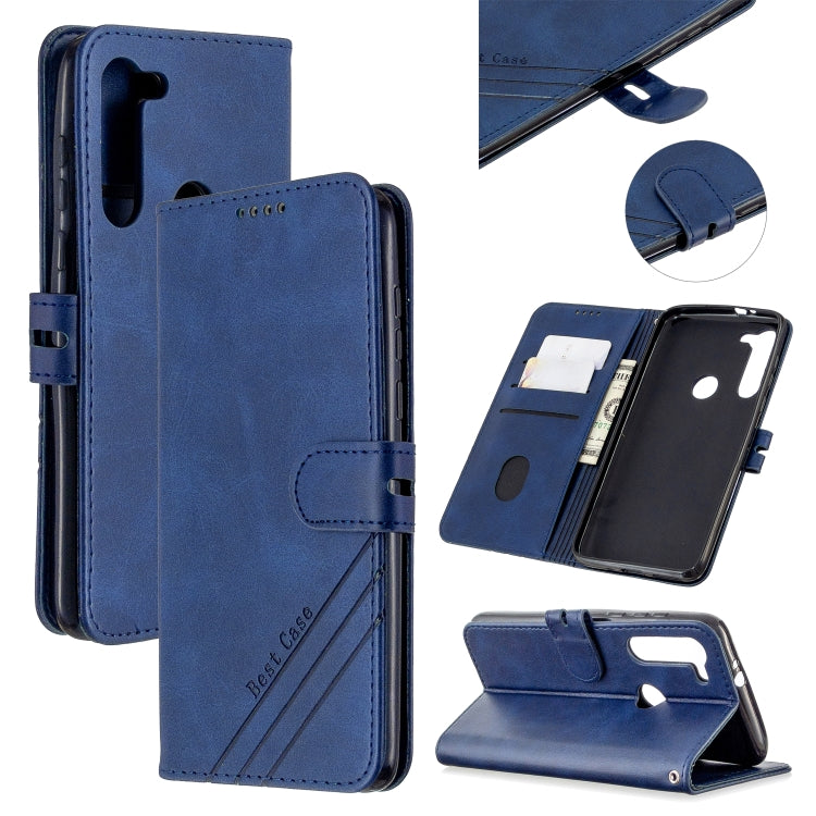 For Motorola Moto G8 Stitching Style 2-Color Cow Texture Horizontal Flip PU Leather Case with Holder & Card Slot & Lanyard