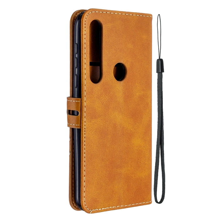For Motorola Moto G8 Play Stitching Style 2-Color Cow Texture Horizontal Flip PU Leather Case with Holder & Card Slot & Lanyard
