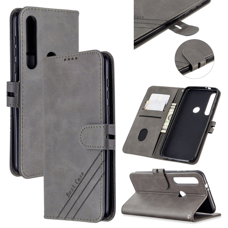 For Motorola Moto G8 Plus Stitching Style 2-Color Cow Texture Horizontal Flip PU Leather Case with Holder & Card Slot & Lanyard