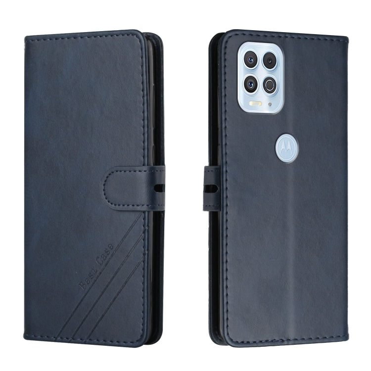 For Motorola Edge S Stitching Style 2-Color Cow Texture Horizontal Flip PU Leather Case with Holder & Card Slot & Lanyard