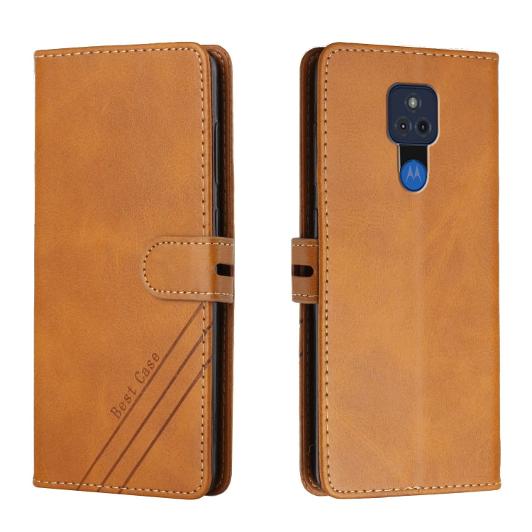 For Motorola Moto G Play 2021 Stitching Style 2-Color Cow Texture Horizontal Flip PU Leather Case with Holder & Card Slot & Lanyard