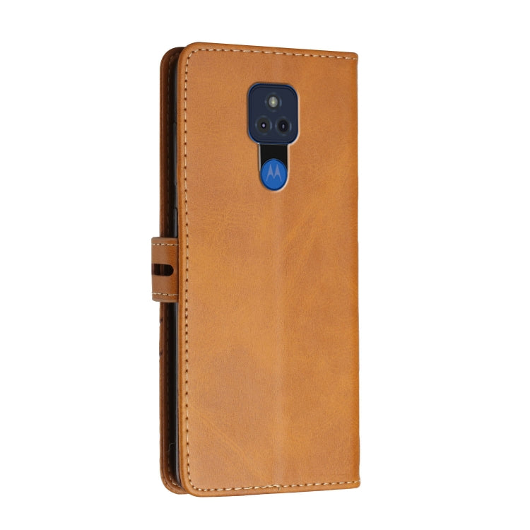 For Motorola Moto G Play 2021 Stitching Style 2-Color Cow Texture Horizontal Flip PU Leather Case with Holder & Card Slot & Lanyard