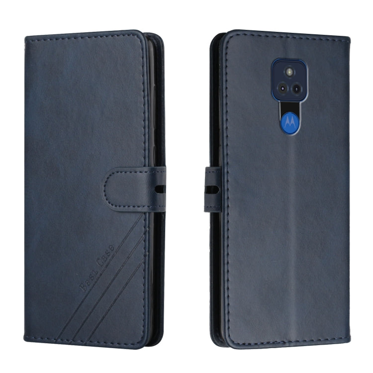 For Motorola Moto G Play 2021 Stitching Style 2-Color Cow Texture Horizontal Flip PU Leather Case with Holder & Card Slot & Lanyard