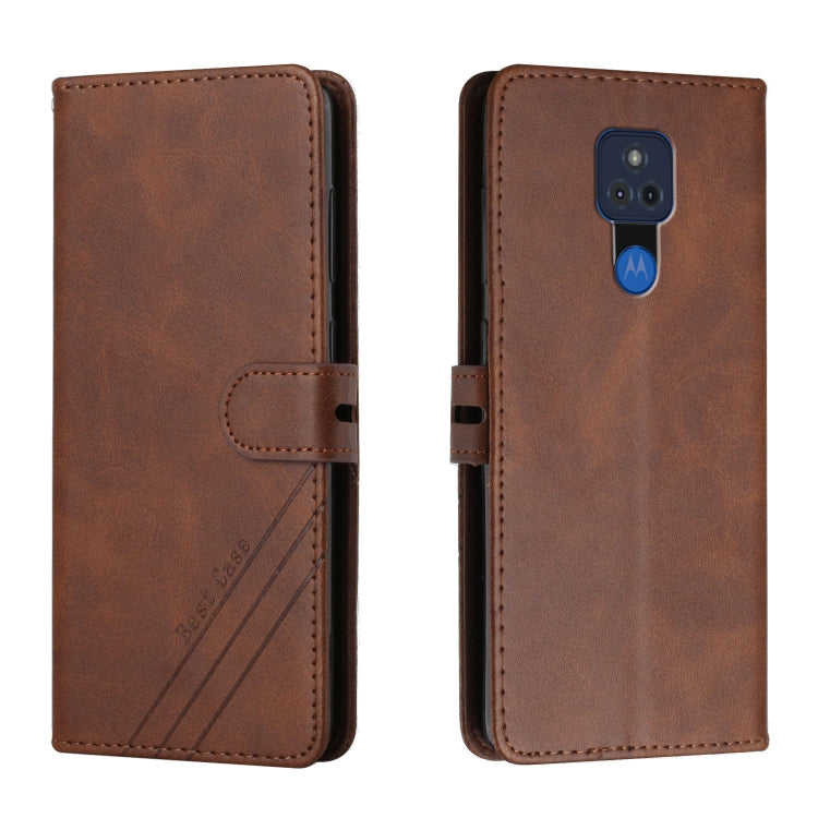 For Motorola Moto G Play 2021 Stitching Style 2-Color Cow Texture Horizontal Flip PU Leather Case with Holder & Card Slot & Lanyard