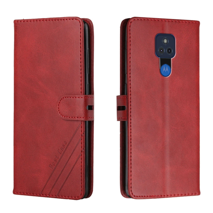 For Motorola Moto G Play 2021 Stitching Style 2-Color Cow Texture Horizontal Flip PU Leather Case with Holder & Card Slot & Lanyard