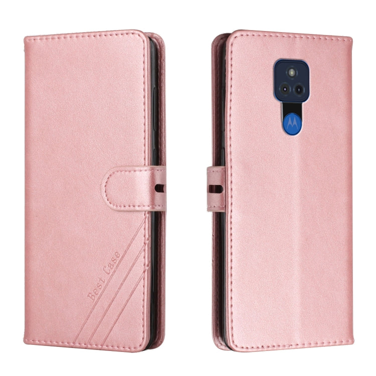 For Motorola Moto G Play 2021 Stitching Style 2-Color Cow Texture Horizontal Flip PU Leather Case with Holder & Card Slot & Lanyard