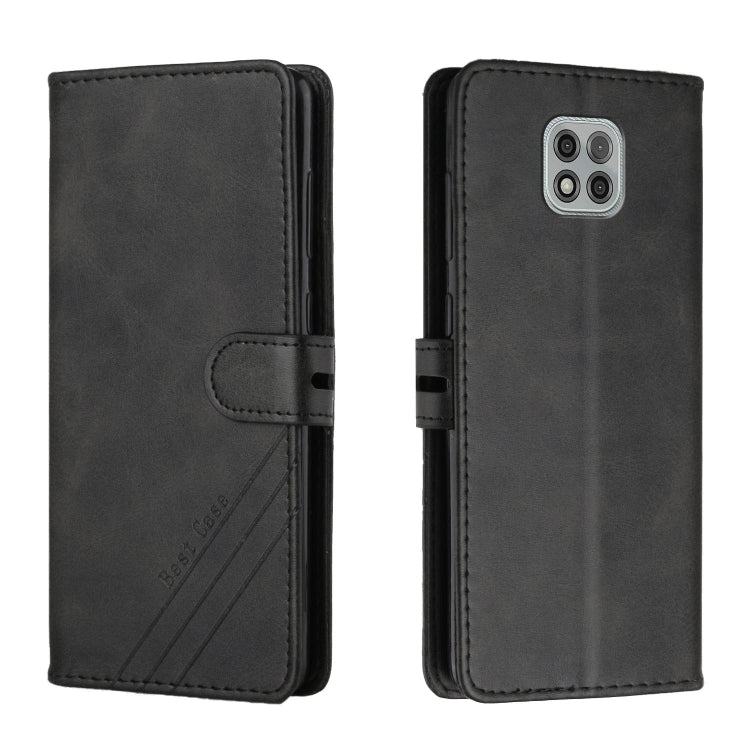 For Motorola Moto G Power 2021 Stitching Style 2-Color Cow Texture Horizontal Flip PU Leather Case with Holder & Card Slot & Lanyard